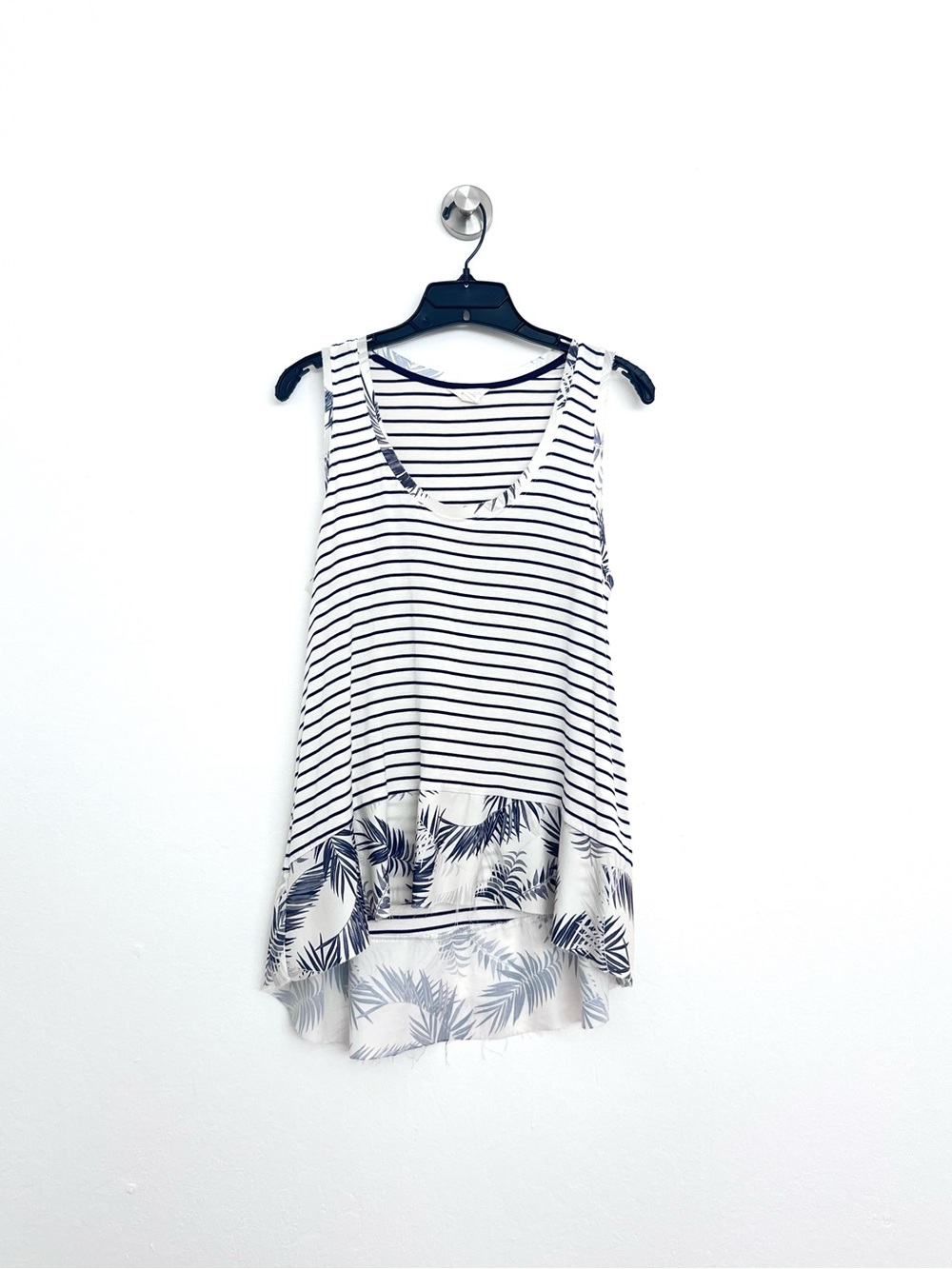 Caslon Striped Tropical Print Sleeveless Top